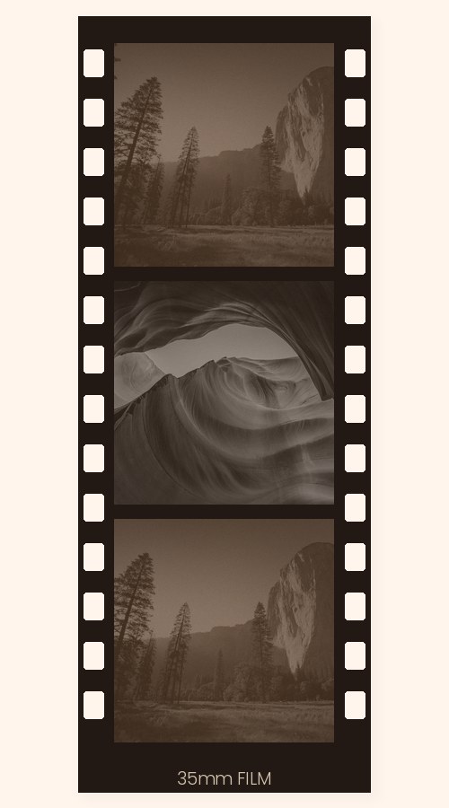 Vintage filmstrip aesthetic photo frame 1 — PolaroidCam